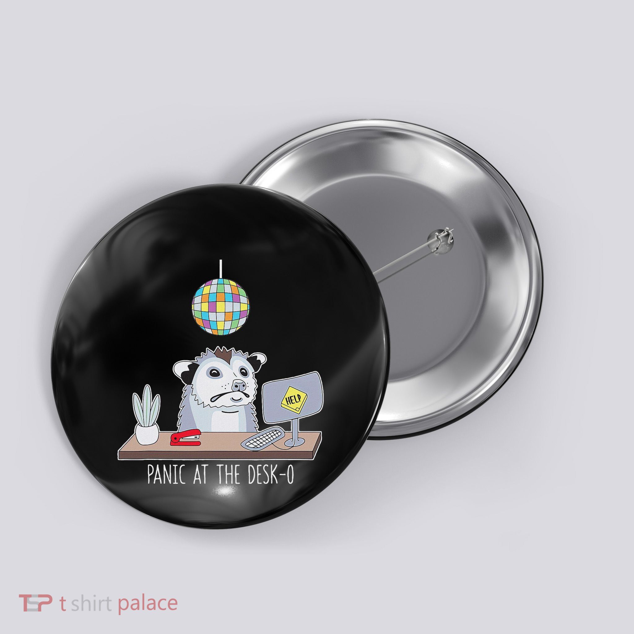 Panic At He Desk O Possum Button
