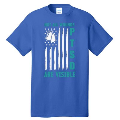 PTSD Awareness Hope Support Love American Flag Tall T-Shirt