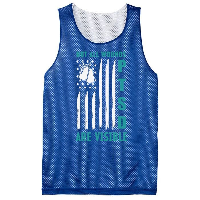 PTSD Awareness Hope Support Love American Flag Mesh Reversible Basketball Jersey Tank