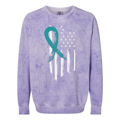 PTSD Awareness Hope Support Love American Flag Colorblast Crewneck Sweatshirt