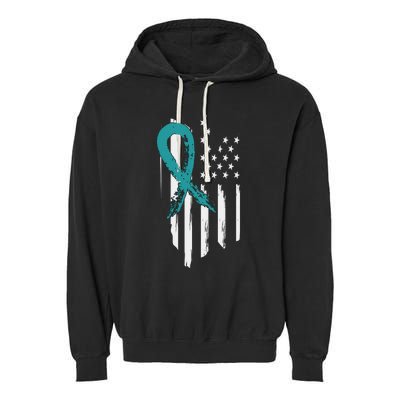 PTSD Awareness Hope Support Love American Flag Garment-Dyed Fleece Hoodie