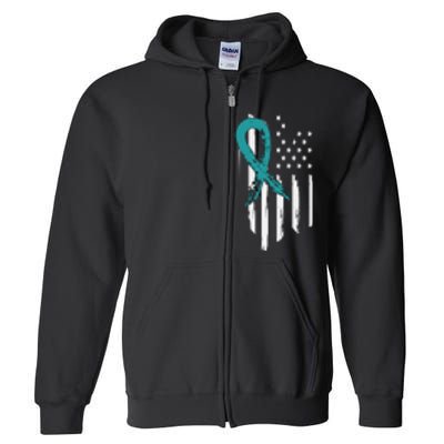 PTSD Awareness Hope Support Love American Flag Full Zip Hoodie