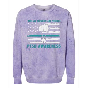 PTSD Awareness Hope Support Love Not All Wounds Are Visible Colorblast Crewneck Sweatshirt