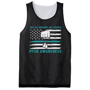 PTSD Awareness Hope Support Love Not All Wounds Are Visible Mesh Reversible Basketball Jersey Tank