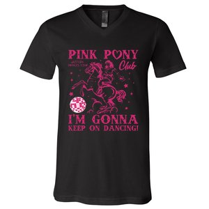 Pony And Heels Lover Girl Dacing Clubs Cowgirl V-Neck T-Shirt