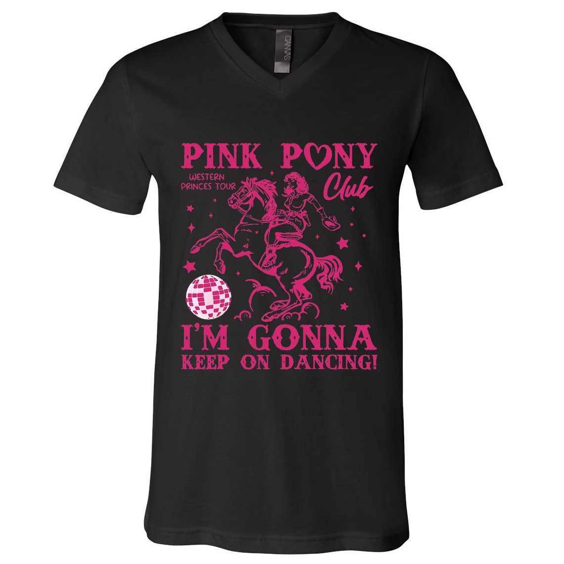 Pony And Heels Lover Girl Dacing Clubs Cowgirl V-Neck T-Shirt