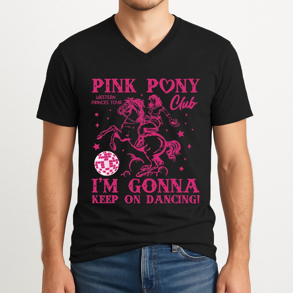 Pony And Heels Lover Girl Dacing Clubs Cowgirl V-Neck T-Shirt