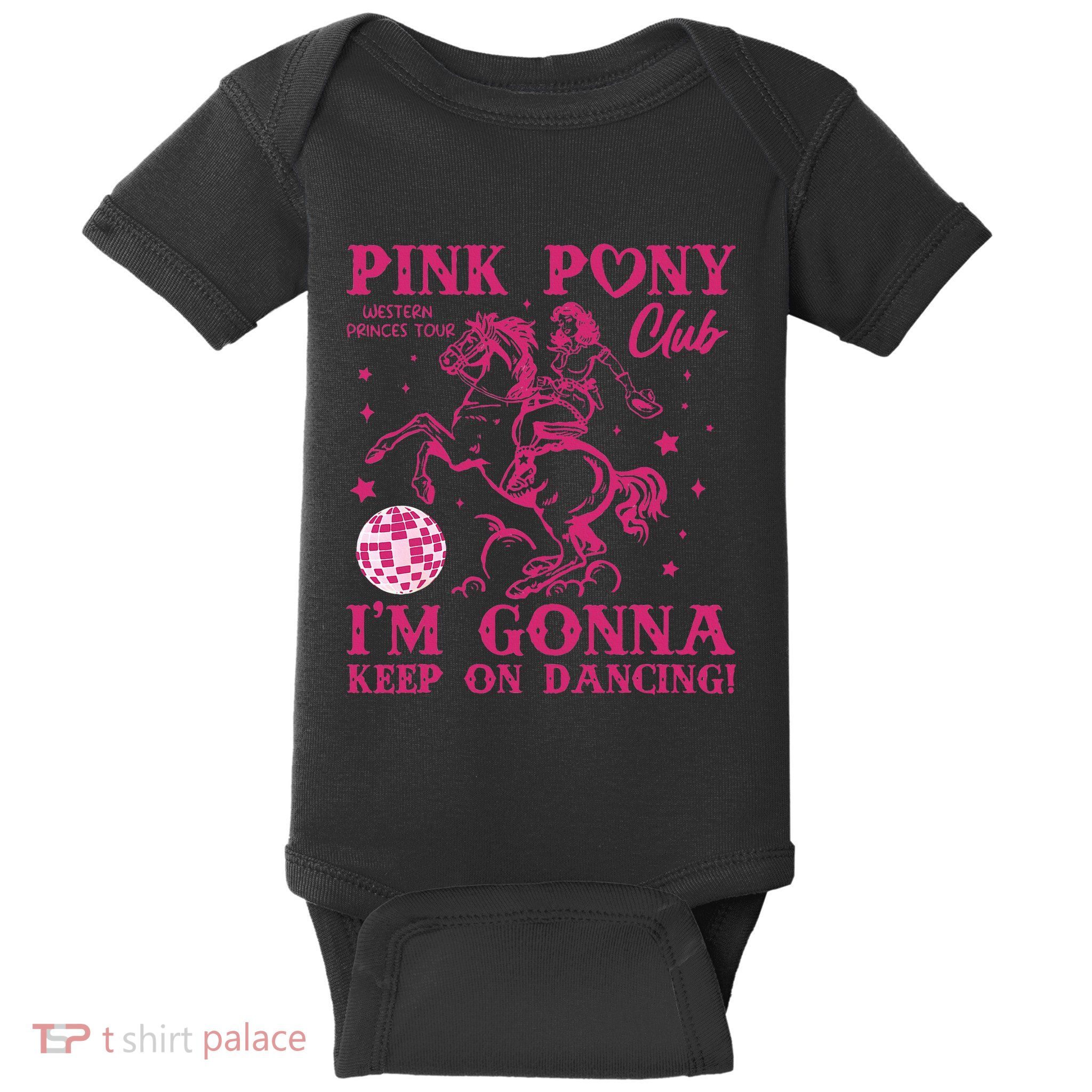 Pony And Heels Lover Girl Dacing Clubs Cowgirl Baby Bodysuit