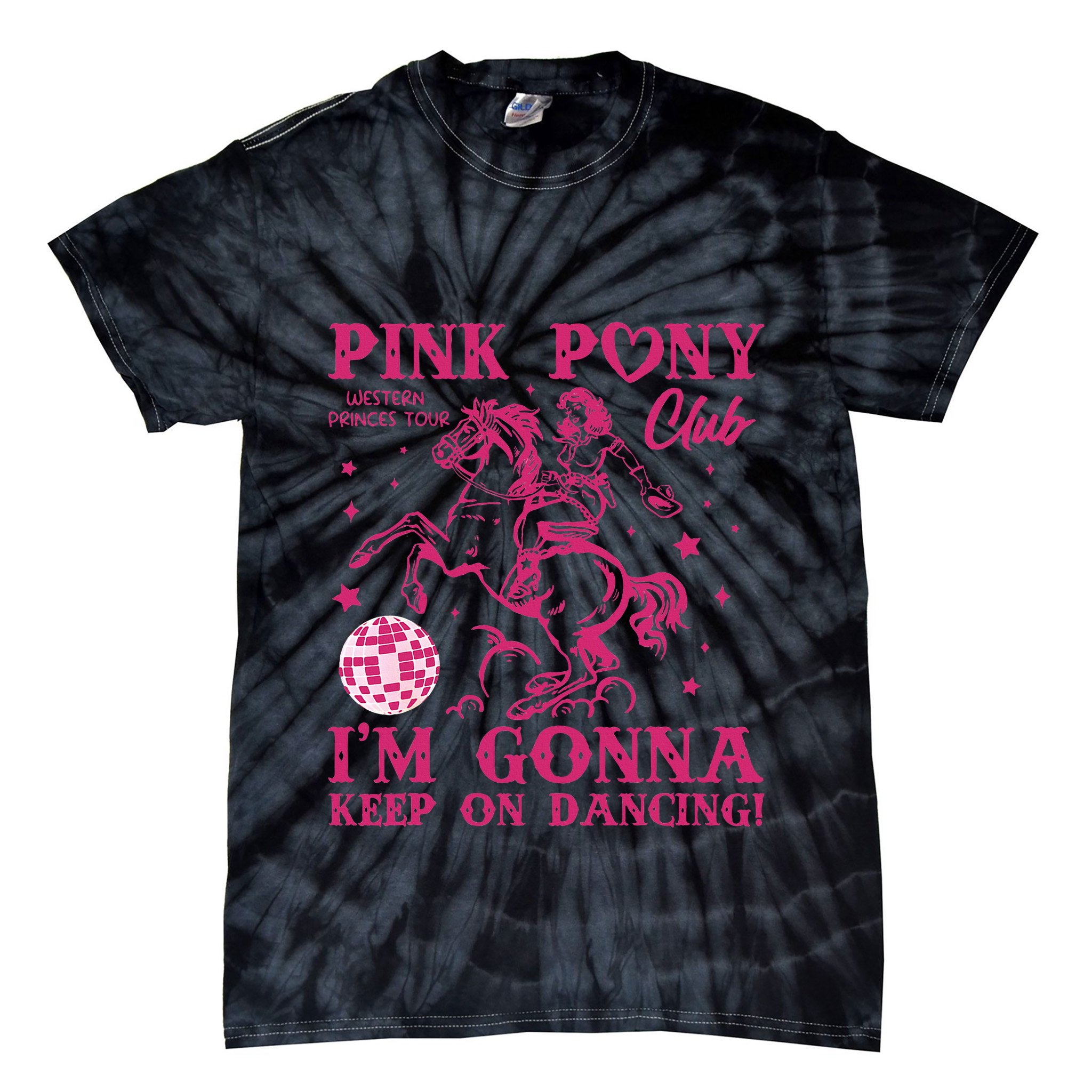Pony And Heels Lover Girl Dacing Clubs Cowgirl Tie-Dye T-Shirt