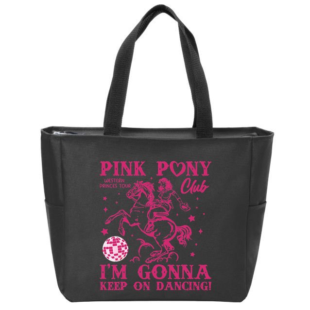 Pony And Heels Lover Girl Dacing Clubs Cowgirl Zip Tote Bag