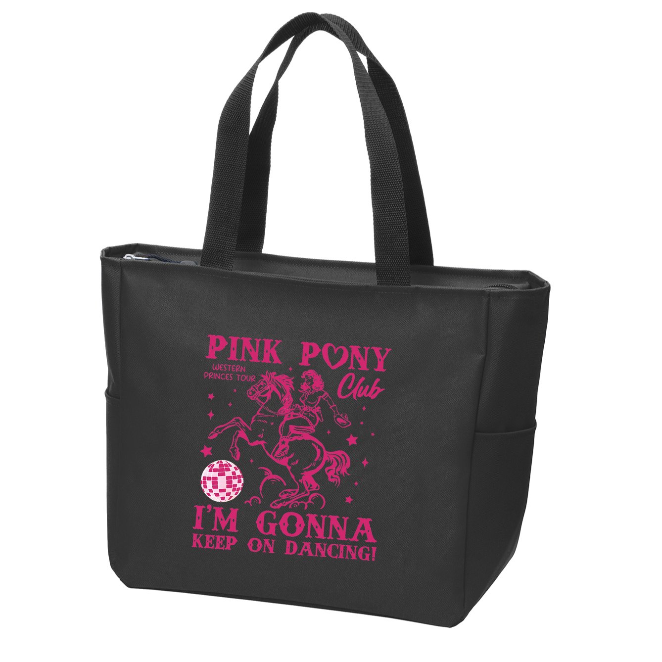 Pony And Heels Lover Girl Dacing Clubs Cowgirl Zip Tote Bag