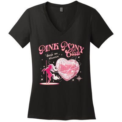 Pony And Heels Lover Clubs Disco Birthday Cowgirl Women's V-Neck T-Shirt