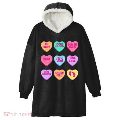 Pregnancy Announcement Hearts Candy Valentines Baby Reveal Gift Hooded Wearable Blanket