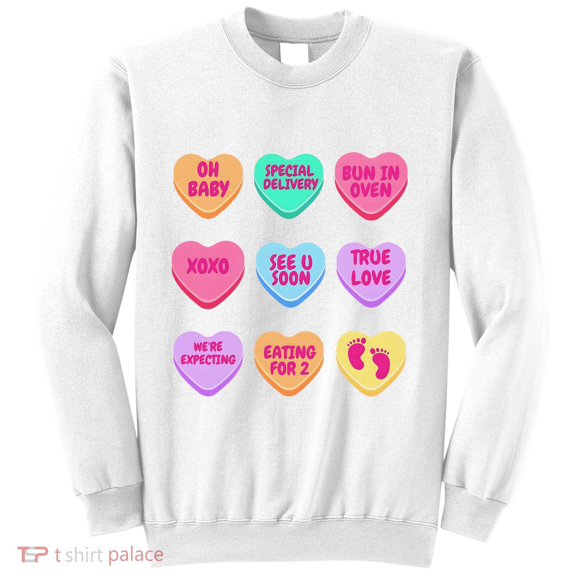 Pregnancy Announcement Hearts Candy Valentines Baby Reveal Gift Sweatshirt