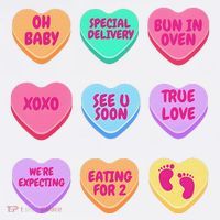 Pregnancy Announcement Hearts Candy Valentines Baby Reveal Gift T-Shirt