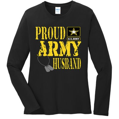 Proud Army Husband Military Pride Ladies Long Sleeve Shirt