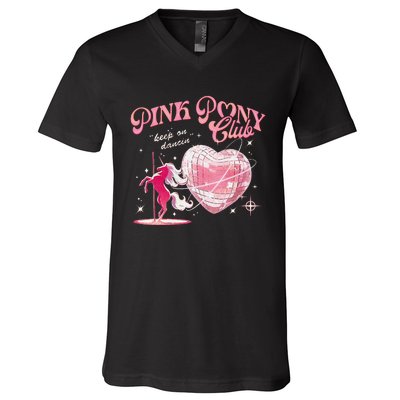 Pony And Heels Lover P.Ink Clubs Disco Birthday Cowgirl Gift V-Neck T-Shirt