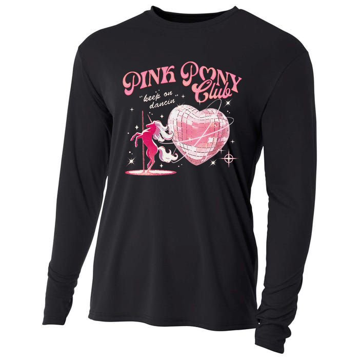 Pony And Heels Lover P.Ink Clubs Disco Birthday Cowgirl Gift Cooling Performance Long Sleeve Crew