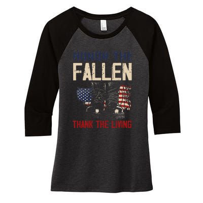 Proud American Honor The Fallen Thank You Women's Tri-Blend 3/4-Sleeve Raglan Shirt