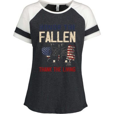 Proud American Honor The Fallen Thank You Enza Ladies Jersey Colorblock Tee