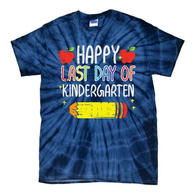 Pencil Apple Happy Last Day Of Kindergarten School Teacher Gift Tie-Dye T-Shirt