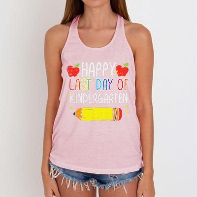 Pencil Apple Happy Last Day Of Kindergarten School Teacher Gift Women's Knotted Racerback Tank