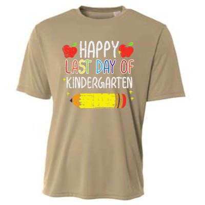 Pencil Apple Happy Last Day Of Kindergarten School Teacher Gift Cooling Performance Crew T-Shirt