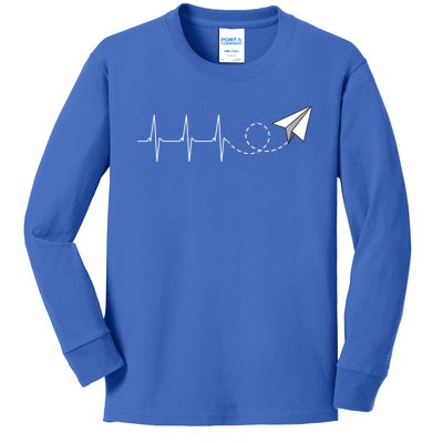 Paper Airplane Heartbeat Aeronautical Engineering Funny Gift Kids Long Sleeve Shirt