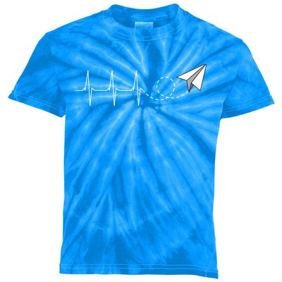 Paper Airplane Heartbeat Aeronautical Engineering Funny Gift Kids Tie-Dye T-Shirt