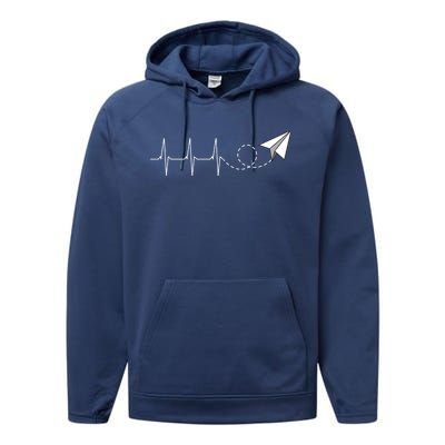 Paper Airplane Heartbeat Aeronautical Engineering Funny Gift Performance Fleece Hoodie