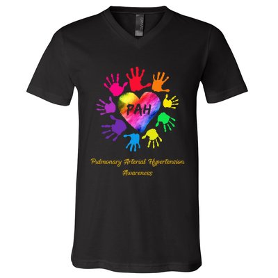 Pulmonary Arterial Hypertension Awareness Colored V-Neck T-Shirt