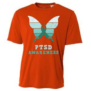 PTSD Awareness Hope Support Love Butterflt Ribbon Cooling Performance Crew T-Shirt