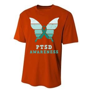 PTSD Awareness Hope Support Love Butterflt Ribbon Performance Sprint T-Shirt