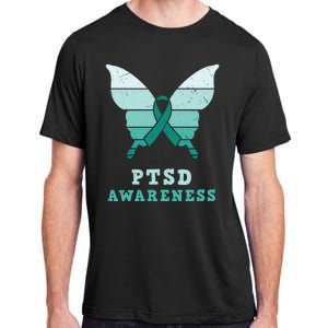 PTSD Awareness Hope Support Love Butterflt Ribbon Adult ChromaSoft Performance T-Shirt