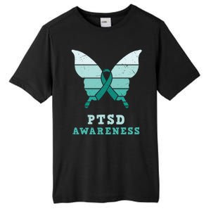 PTSD Awareness Hope Support Love Butterflt Ribbon Tall Fusion ChromaSoft Performance T-Shirt