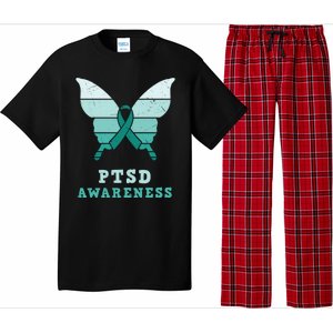 PTSD Awareness Hope Support Love Butterflt Ribbon Pajama Set