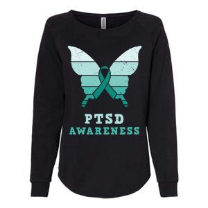 PTSD Awareness Hope Support Love Butterflt Ribbon Womens California Wash Sweatshirt