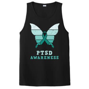 PTSD Awareness Hope Support Love Butterflt Ribbon PosiCharge Competitor Tank