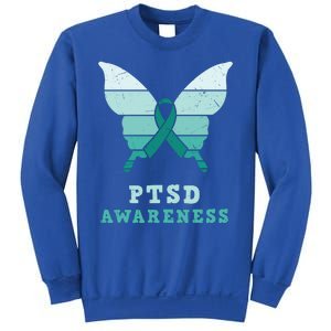 PTSD Awareness Hope Support Love Butterflt Ribbon Sweatshirt