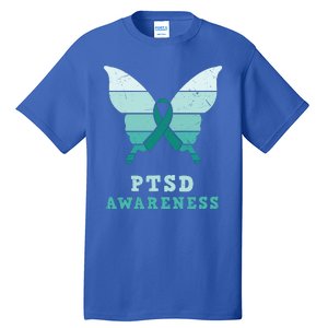 PTSD Awareness Hope Support Love Butterflt Ribbon Tall T-Shirt