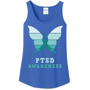 PTSD Awareness Hope Support Love Butterflt Ribbon Ladies Essential Tank