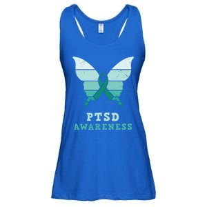 PTSD Awareness Hope Support Love Butterflt Ribbon Ladies Essential Flowy Tank