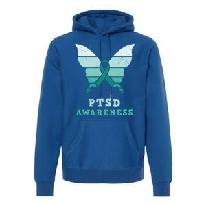 PTSD Awareness Hope Support Love Butterflt Ribbon Premium Hoodie