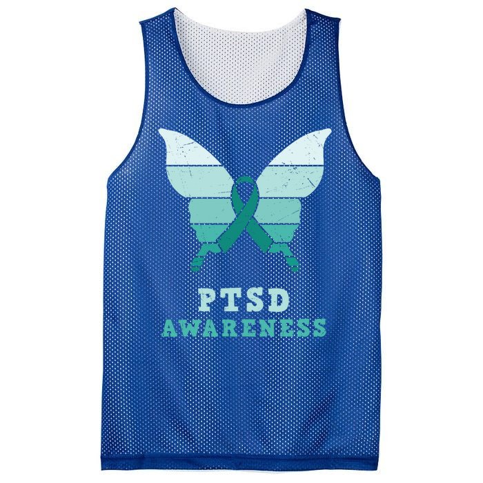 PTSD Awareness Hope Support Love Butterflt Ribbon Mesh Reversible Basketball Jersey Tank