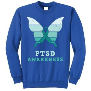 PTSD Awareness Hope Support Love Butterflt Ribbon Tall Sweatshirt