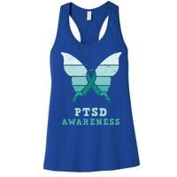 PTSD Awareness Hope Support Love Butterflt Ribbon Women's Racerback Tank