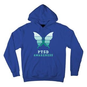 PTSD Awareness Hope Support Love Butterflt Ribbon Tall Hoodie