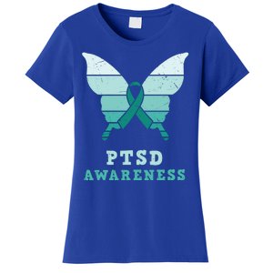 PTSD Awareness Hope Support Love Butterflt Ribbon Women's T-Shirt