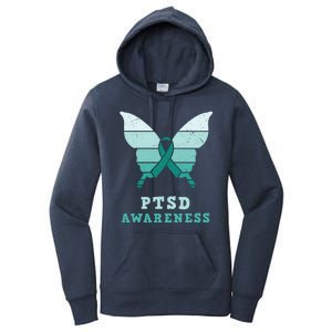 PTSD Awareness Hope Support Love Butterflt Ribbon Women's Pullover Hoodie