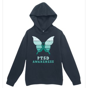 PTSD Awareness Hope Support Love Butterflt Ribbon Urban Pullover Hoodie